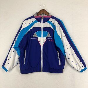 IXSPA VTG Women's Size Medium Blue Purple White Pink Full Zip Windbreaker Jacket